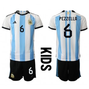 Argentina German Pezzella #6 Dětské Domácí dres komplet MS 2022 Krátký Rukáv (+ trenýrky)